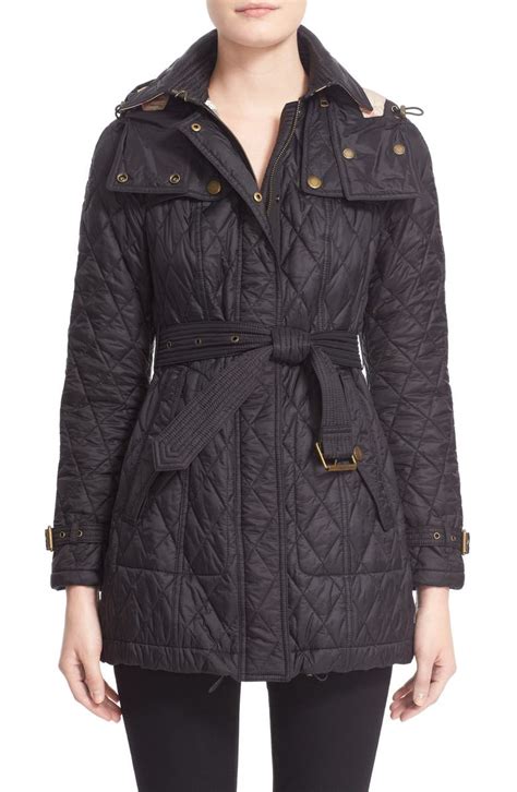 burberry quilted leather trim belted snap jacket women|burberry quilted jackets.